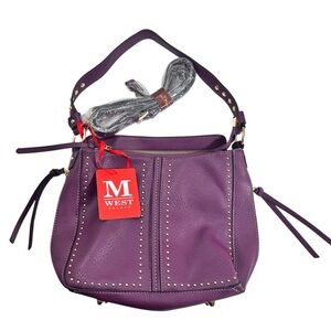 Montana West Studded Hobo Bag with Concealed Carry in Purple and Gold NWT